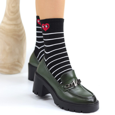 Зелені жіночі мокасини сліпони з колодкою і платформою 