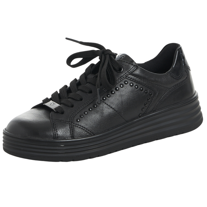 Чорні шкіряні кросівки на платформі Marco Tozzi