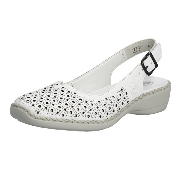 Білі шкіряні ажурні босоніжки Rieker