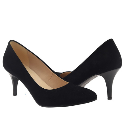 Czarne zamszowe szpilki czółenka