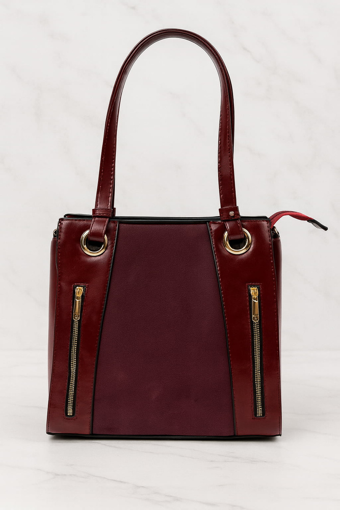 Жіноча чорна сумочка з подвійною ручкою і ремінцем Big Star