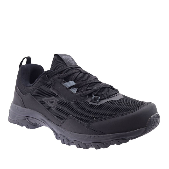 Trekkingi męskie czarne z przewiewnej siatki sznurowane