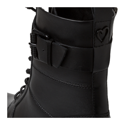 Модні чорні шкіряні ботильйони на шнурках і пряжці Marco Tozzi