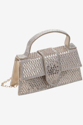 Damska torebka z cyrkoniami złota na zatrzask