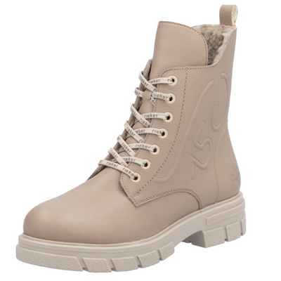 Чоботи шкіряні бежеві, утеплені овчиною, на шнурівці на блискавці