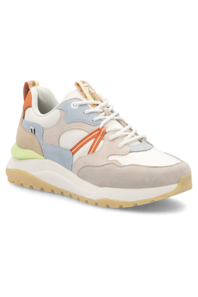 Багатоколірні шкіряні кросівки Rieker на шнурівці