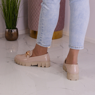 Бежеві лаковані мокасини Sergio Leone MK751