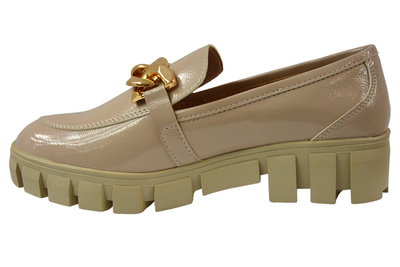 Бежеві лаковані мокасини Sergio Leone MK751