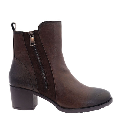 Коричневі ботильйони з декоративною блок-блискавкою 