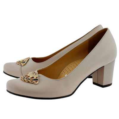 Бежеві жіночі шкіряні туфлі на підборах Galant