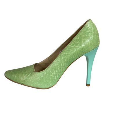 Зелені шкіряні туфлі на високому каблуці Carinii