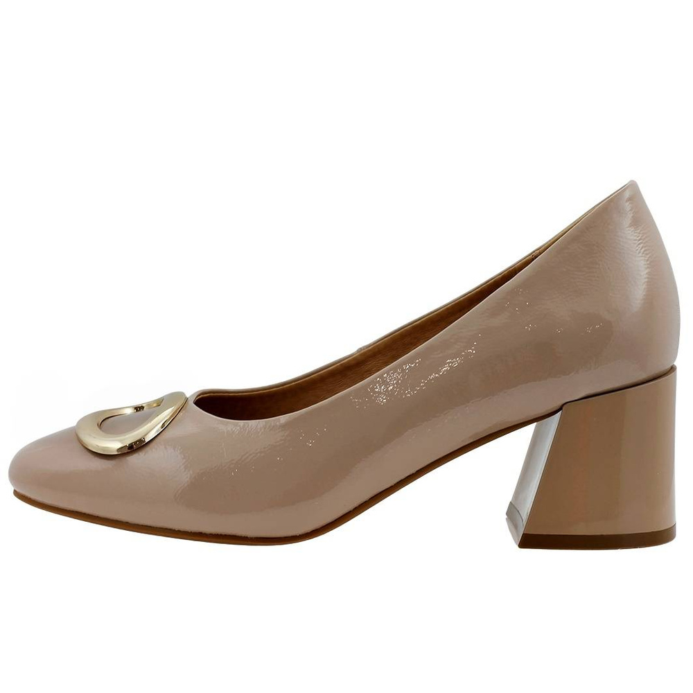 Lakierowane czółenka damskie beżowe Vinceza