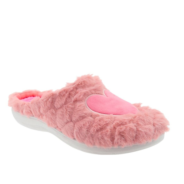 Ніжно-рожеві хутряні тапочки з вбудованою каблуком