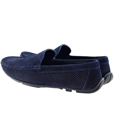 Чоловічі замшеві шкіряні мокасини, темно-сині, T.Sokolski