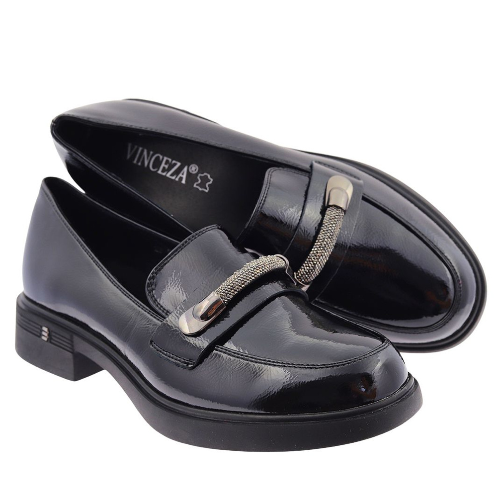 Лаковані жіночі чорні мокасини сліпони