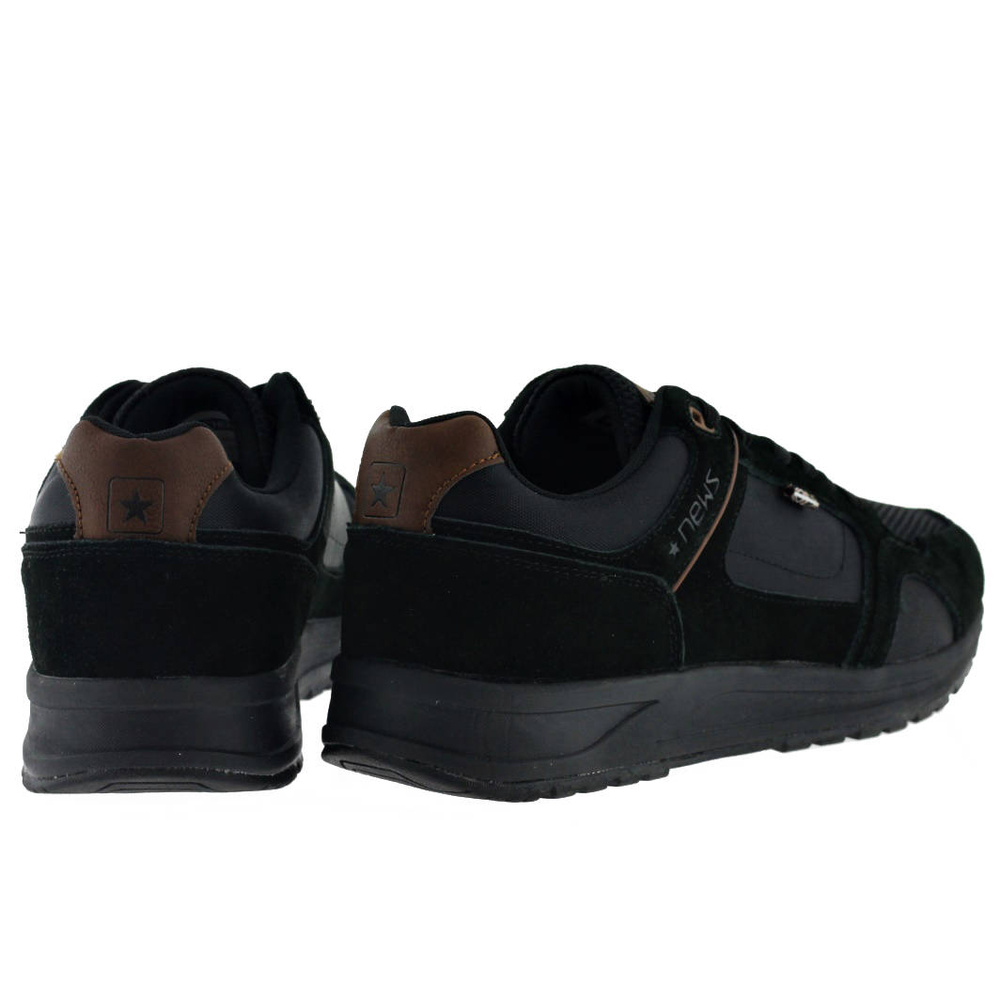 Sneakersy męskie czarne sznurowane sportowe