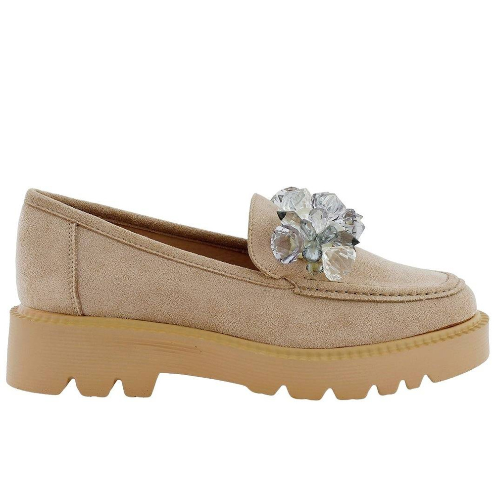 Mokasyny damskie beżowe na grubszej podeszwie Vinceza 