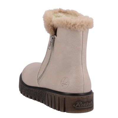 Теплі зимові чоботи Rieker на блискавці, плоскі, бежеві