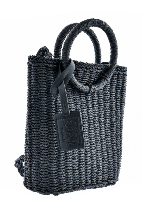 Чорна плетена сумка-кошик з ремінцем Big Star