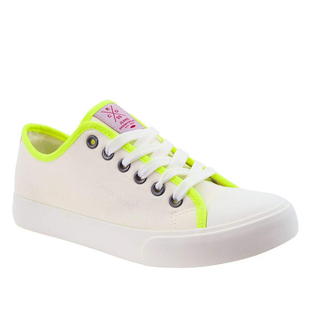 Кросівки Cross Jeans білі з жовтою обробкою 