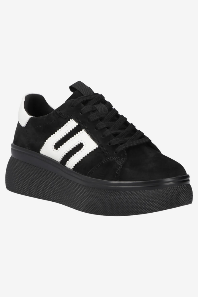 Czarne sneakersy zamszowe na grubej platformie Filippo