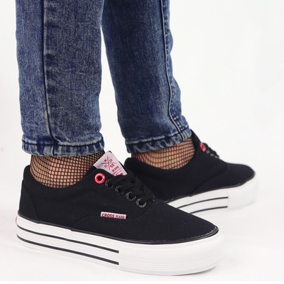 Жіночі кросівки на платформі, чорні Cross Jeans