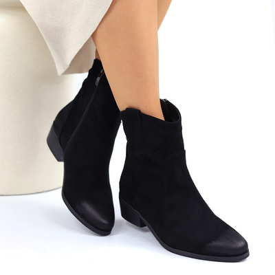 Замшеві утеплені ковбойські чоботи на чорних шпильках