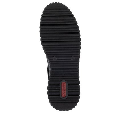 Botki czarne na koturnie z platformą sznurowane Rieker