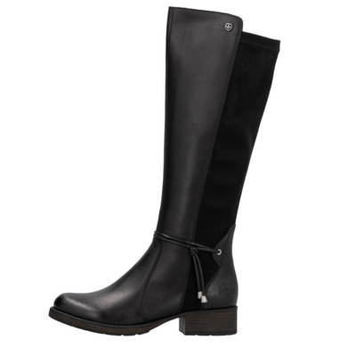 Kozaki skórzane czarne przed kolano na zamek Rieker