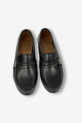 Чорні жіночі шкіряні ботильйони Ajas на танкетці