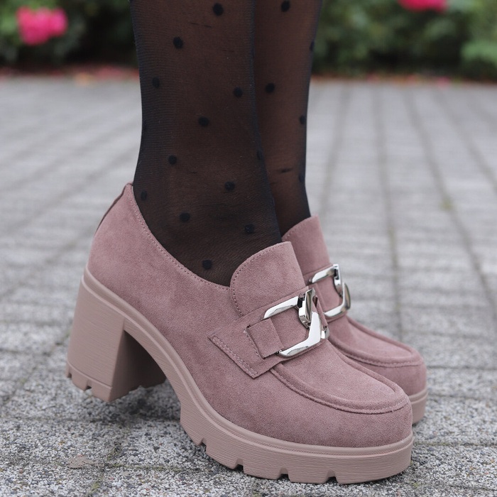 Замшеві туфлі на високих підборах кольору хакі Potocki