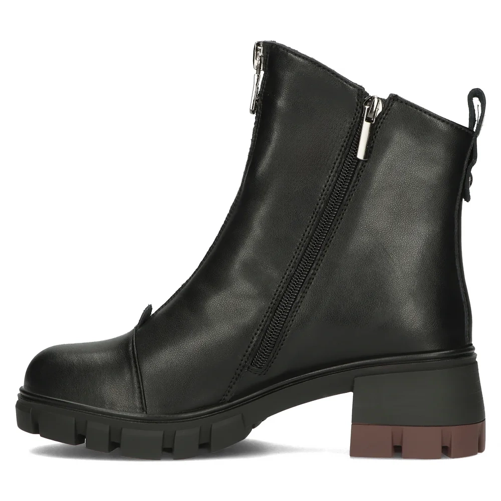 Skórzane botki czarne z zamkiem z przodu Filippo