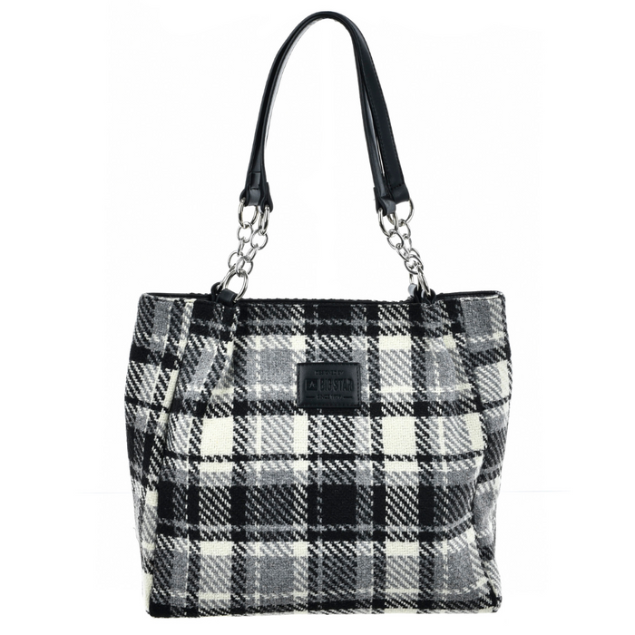 Чорно-біла жіноча сумка-шоппер у клітку Big Star