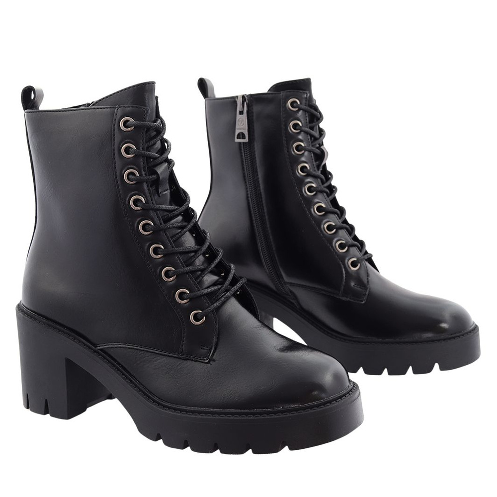 Trapery czarne ocieplane na klocku z platformą