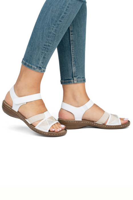 Білі босоніжки на липучках з екошкіри Rieker