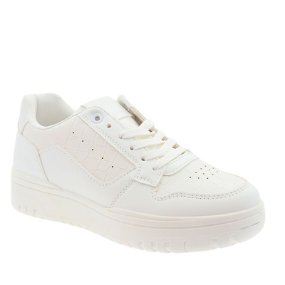 Białe sneakersy damskie na platformie sznurowane