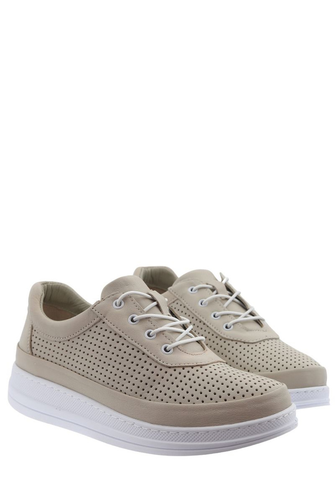 Бежеві шкіряні туфлі на платформі