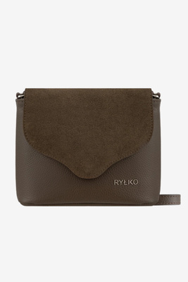 Жіноча бежева шкіряна сумочка з клапаном Ryłko
