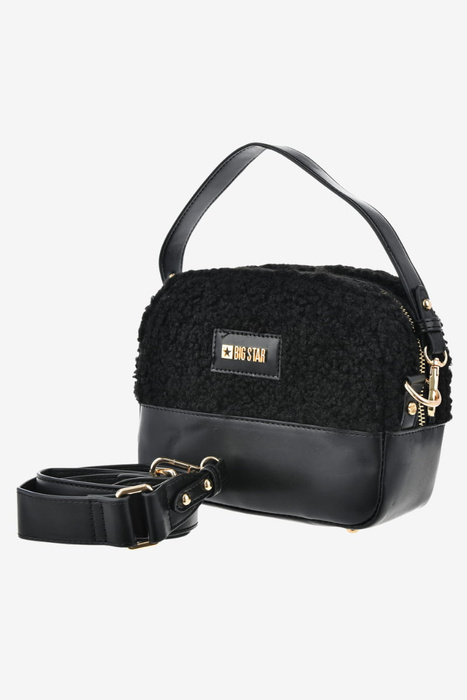 Damska listonoszka mała na zamek z paskiem czarna