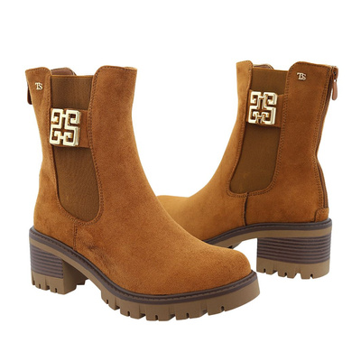 Верблюжі замшеві ботильйони з колодкою і утепленою платформою