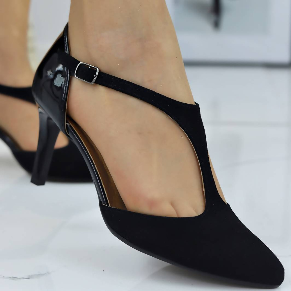 Czarne eleganckie szpilki damskie skórzane Darex