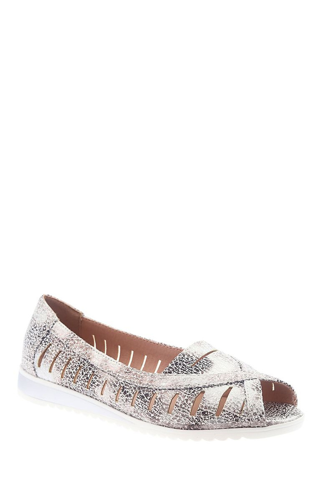 Baleriny ażurowe srebrne z odkrytym palcem