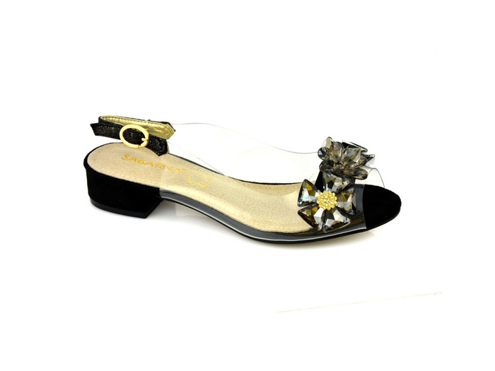 Босоніжки SABATINA 380-8 прозорі з чорним