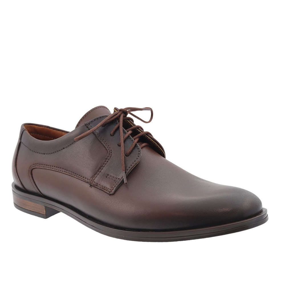 Wizytowe półbuty skórzane brązowe sznurowane Leader