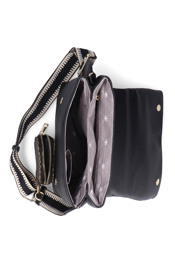 Чорна сумка-почтальон з екошкіри з сумкою Rieker