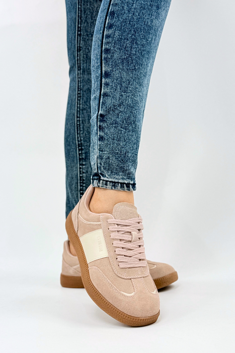Różowe sneakersy ze skóry zamszowej płaskie Big Star