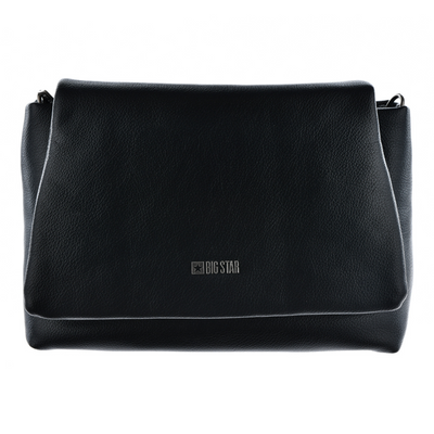 Чорна сумка-почтальон з екошкіри з товстим ремінцем Big Star