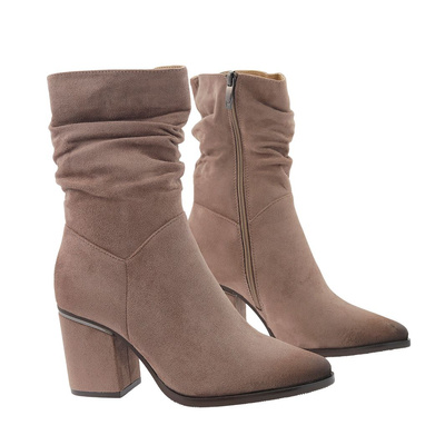 Замшеві ботильйони кольору хакі на блискавці