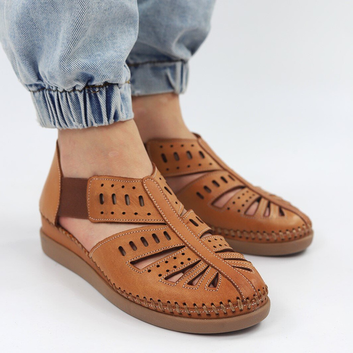 Коричневі шкіряні мокасини Boccato з вирізами на верху