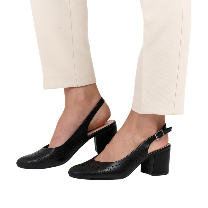 Sandały ażurowe czarne na klocku Sergio Leone